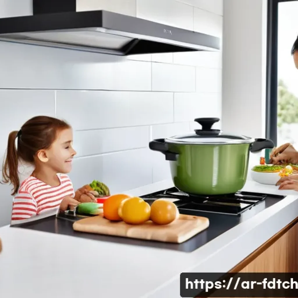 디지털 푸드테크 스타트업의 발전 방향 - **Prompt:** A bustling, modern kitchen bathed in warm, natural light. A diverse family, including a ...