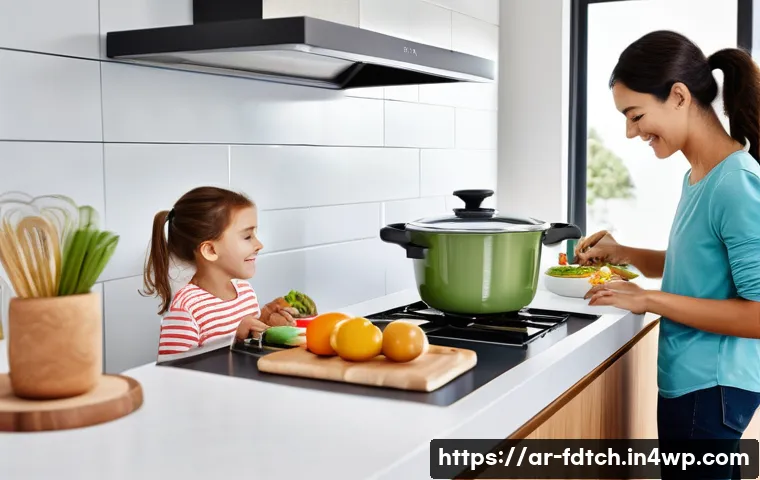 디지털 푸드테크 스타트업의 발전 방향 - **Prompt:** A bustling, modern kitchen bathed in warm, natural light. A diverse family, including a ...
