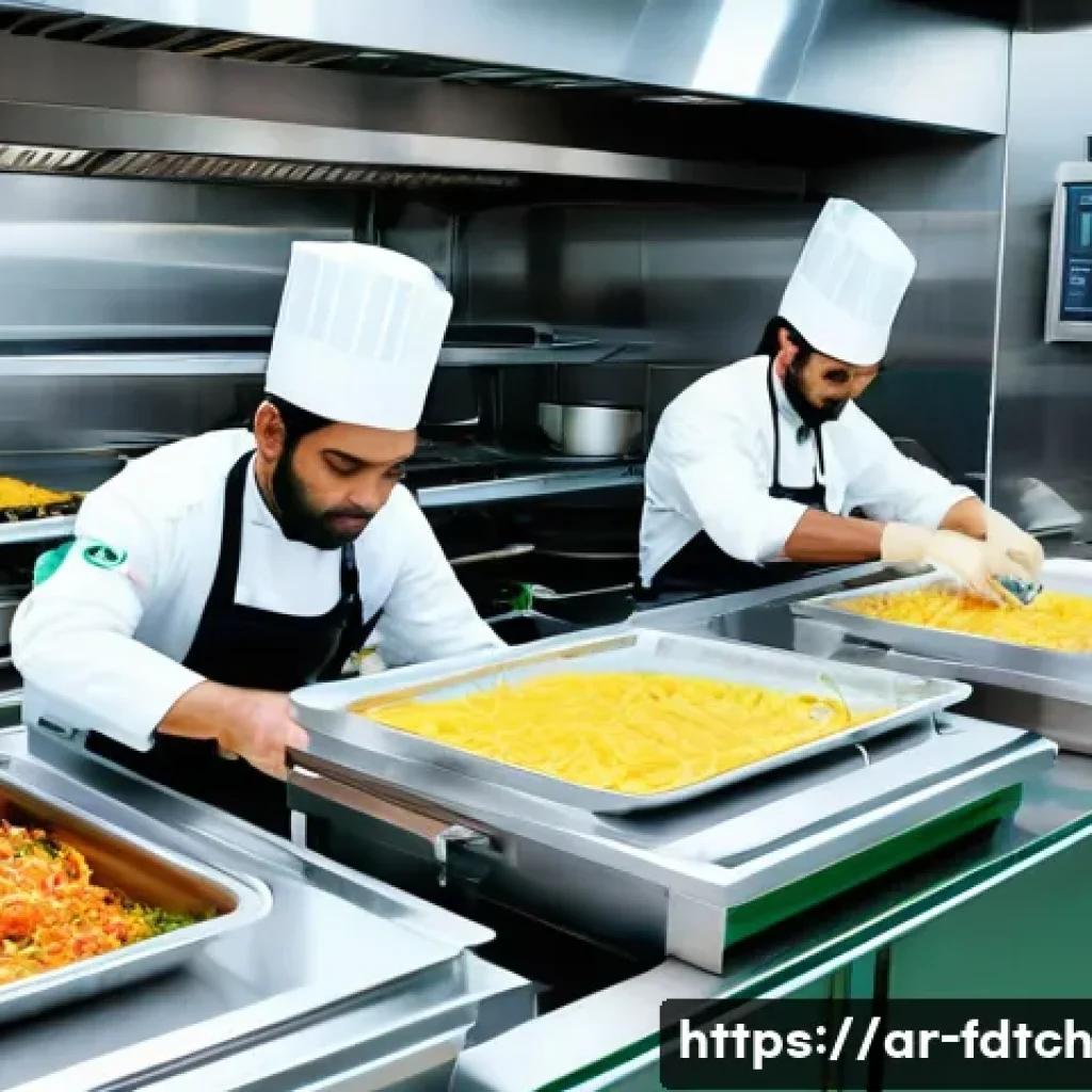 푸드테크 스타트업의 혁신적인 서비스 모델 - **Prompt for an Ultra-Modern Cloud Kitchen Hub:**
"A wide-angle, hyperrealistic shot inside a bu...