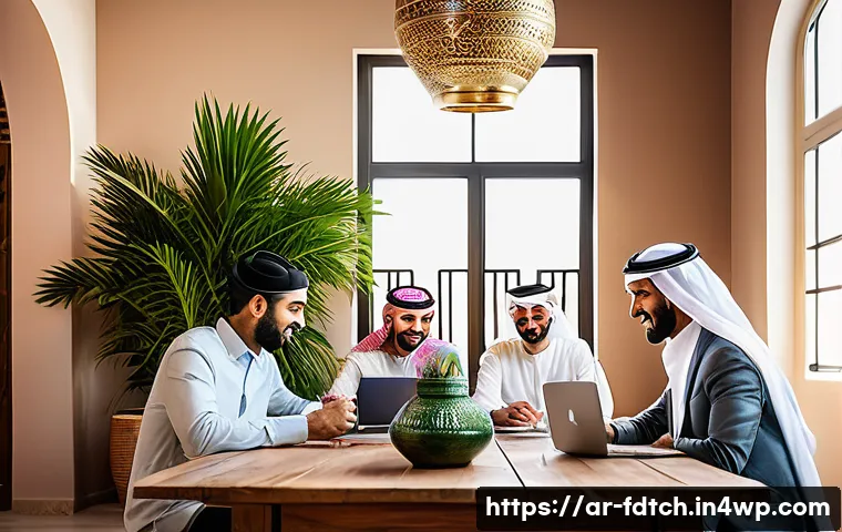 푸드테크 스타트업의 크라우드 펀딩 활용 방법 - A modern, professional crowdfunding campaign scene set in a cozy, stylish Middle Eastern home office...