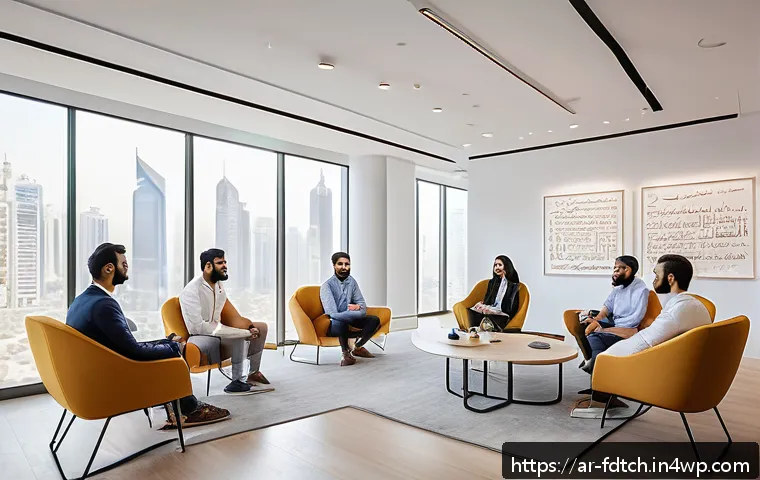 푸드테크 스타트업의 조직 문화 구축 전략 - A modern FoodTech startup office interior in a Middle Eastern city, showcasing a diverse team of you...