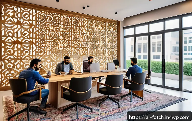 푸드테크 스타트업의 글로벌 시장 진출 전략 - A modern food technology startup office in a bustling Middle Eastern city, showcasing a diverse mult...